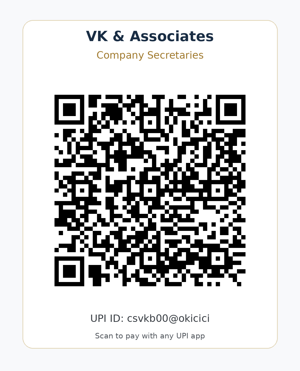 UPI QR code for VK & Associates
